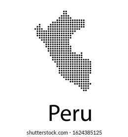 Vector illustration of a geographical map of Peru with dots