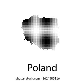 Vector illustration of a geographical map of Poland with dots