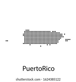 Vector illustration of a geographical map of Puerto Rico with dots