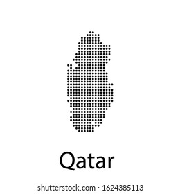 Vector illustration of a geographical map of Qatar with dots