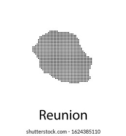 Vector illustration of a geographical map of Reunion with dots