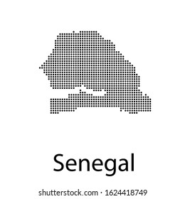 Vector illustration of a geographical map of Senegal with dots