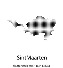 Vector illustration of a geographical map of Sint Maarten with dots