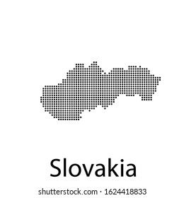 Vector illustration of a geographical map of Slovakia with dots