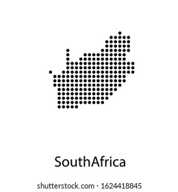 Vector illustration of a geographical map of South Africa with dots