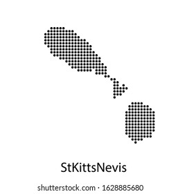 Vector illustration of a geographical map of St Kitts Nevis with dots