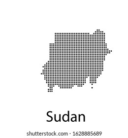 Vector illustration of a geographical map of Sudan with dots