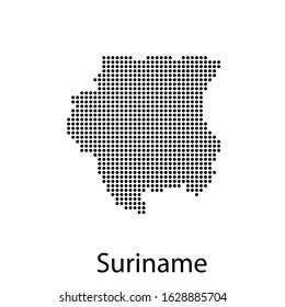 Vector illustration of a geographical map of Suriname with dots