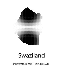 Vector illustration of a geographical map of Swaziland with dots