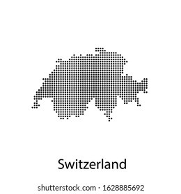 Vector illustration of a geographical map of Switzerland with dots