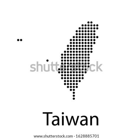 Vector illustration of a geographical map of Taiwan with dots