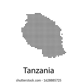 Vector illustration of a geographical map of Tanzania with dots