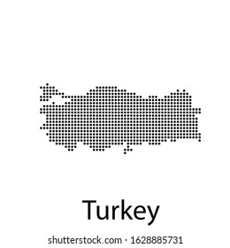 Vector illustration of a geographical map of Turkey with dots