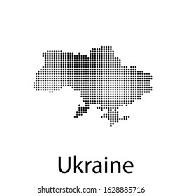 Vector illustration of a geographical map of Ukraine with dots