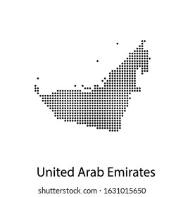 Vector illustration of a geographical map of United Arab Emirates with dots