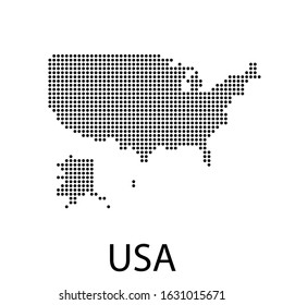 Vector illustration of a geographical map of USA with dots