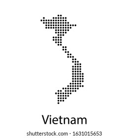 Vector illustration of a geographical map of Vietnam with dots