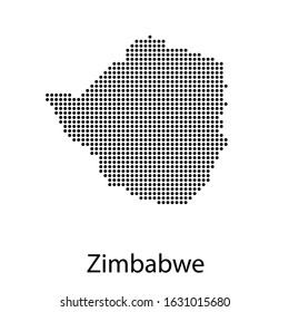 Vector illustration of a geographical map of Zimbabwe with dots