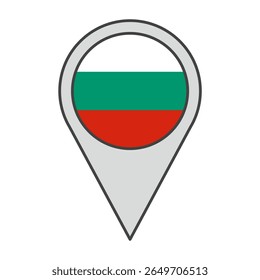 Ilustración vectorial de una etiqueta de geolocalización coloreada con la bandera de Bulgaria