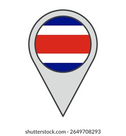 Ilustração vetorial de uma marca de geolocalização colorida com a bandeira da Costa Rica