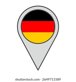 Vector illustration of a geolocation tag colored with the flag of Germany