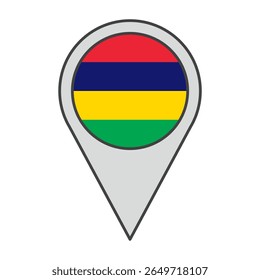 Vektorgrafik eines mit der Flagge von Mauritius gefärbten Geolokalisierungs-Tags