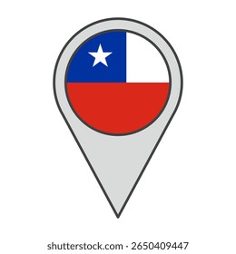 Ilustração vetorial de uma marca de geolocalização colorida com a bandeira do Chile