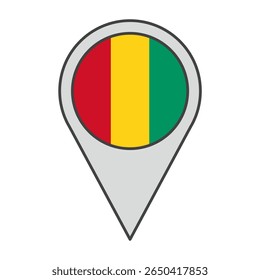 Ilustração vetorial de uma marca de geolocalização colorida com a bandeira da Guiné