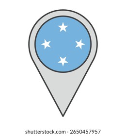 Ilustração vetorial de uma marca de geolocalização com a bandeira dos Estados Federados da Micronésia