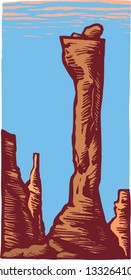 Vector illustration of geological formation with pillars