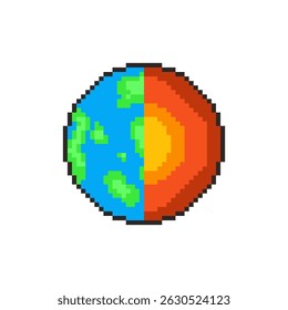 Vector Illustration of Geology Earth Structure with Pixel Art Design, perfect for game assets themed designs