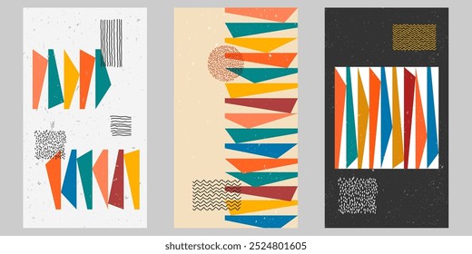 Vector illustration. Geometric abstract design minimalist shape. Polygonal balance composition. Abstract geometry color background. Design for voucher, coupon, leaflet, wallpaper. Retro vintage art