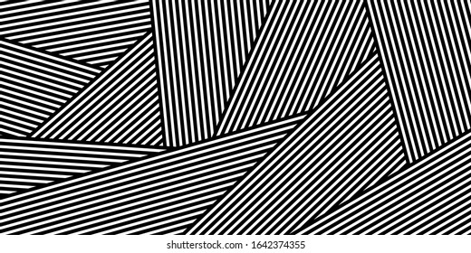 Vector illustration with geometric abstract pattern with parallel lines. Trendy background in op art style, optical illusion.