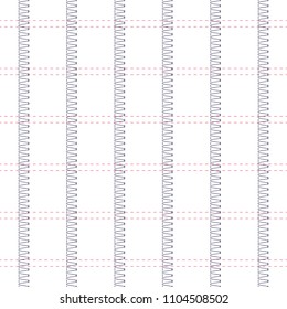 Vector illustration. Geometric abstract seamless pattern. Basic sewing machine stitches. 