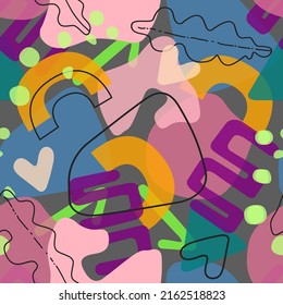 Ilustración vectorial. Abstracción geométrica. Diversas formas geométricas. Patrón. Fondo gris