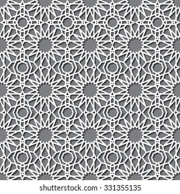Vector Illustration of Geometric Arabic Seamless Pattern for Design, Website, Background, Banner. Islamic Element for Wallpaper or Textile. White ornament Texture Template