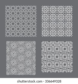 Ilustración vectorial del patrón árabe geométrico para diseño, sitio web, fondo, cartel. Elemento islámico para papel pintado o textil. Plantilla de textura de adorno blanco