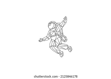 Vektorgrafik geometrisches Astronautenlogo, das in der Luft schwebt
