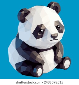 a vector illustration geometric baby Panda, Vector low polygon art of a baby panda, blending geometric precision with the charm of wildlife.