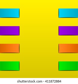 vector illustration geometric background with bright paper bookmarks of blue, orange, green, purple