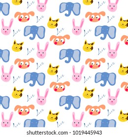 Vector illustration of geometric background pattern for kids - animals