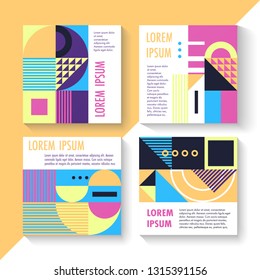Vector illustration of geometric background with retro texture for cover design. Set of poster template. EPS 10