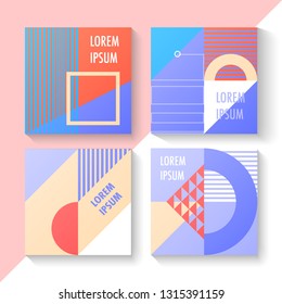 Vector illustration of geometric background with retro texture for cover design. Set of poster template. EPS 10