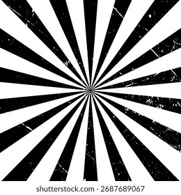 Ilustração vetorial de um plano de fundo geométrico. Padrão linear radial que emana do centro. Ilusão texture.Optical preto e branco no design Op Art style.Vintage para cartões postais, capas e banner
