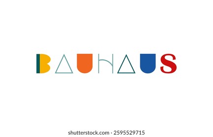 Vector Illustration Geometric Bauhus Color background. design posters, wall art, template, layout with primitive shapes elements. Bauhaus retro pattern background, vector abstract circle