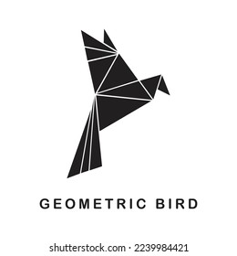 vector illustration of geometric bird design. origami bird creative art.