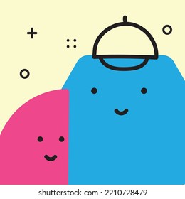 Vector illustration of geometric character shapes with face emotions, cute colorful shape for children education.