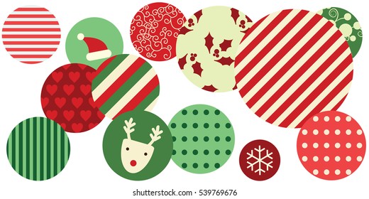 vector illustration for geometric Christmas abstract horizontal banner with circle patterns for minimalistic and elegant xmas designs