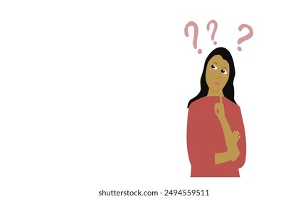 Vector Illustration Geometric Confused Women. Confused women in doubts and thoughts. Hand drawn style vector design illustrations.