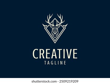 Vector illustration of Geometric Deer Head Logo Design